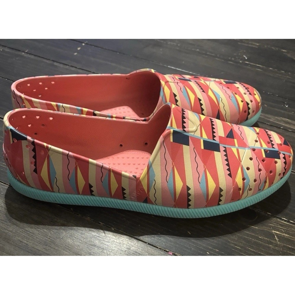 Native Water land Shoes Southwestern Print Mens 12 Slip On‎ Funky Washable EUC